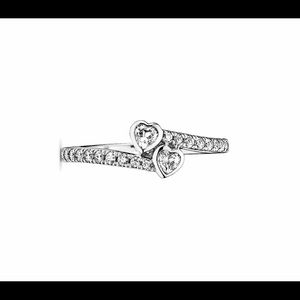 Pandora Two Sparkling Hearts Ring